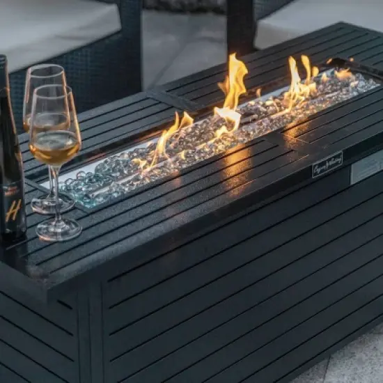 Garden Comfort Rectangle Steel Outdoor Fire Pit Table Hammered Black image {1}