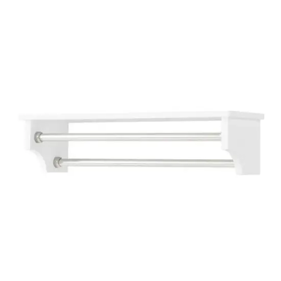Dover Over the Toilet Organizer with Open Shelving and Two Towel Rods White - Alaterre Furniture image {7}
