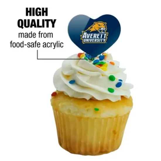 Averett University Cougars Logo Heart Love Cupcake Picks Toppers Decoration Set of 6 image {2}