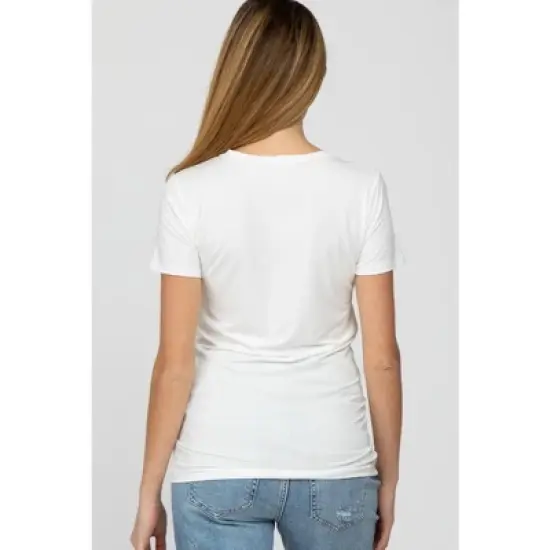 PinkBlush White Basic Short Sleeve Maternity Top image {3}