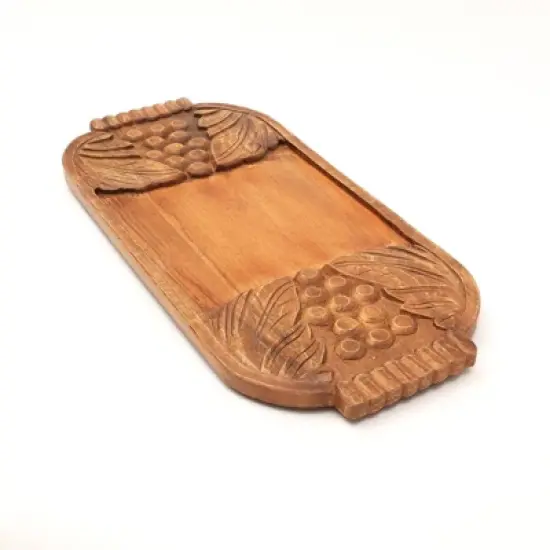 SEVOBAL Serving Platters Handmade Teak Wood Cheese and Bread Board with Asymmetrical Modern Design for Cakes, Appetizers, Brown, 29.5"*14"*1.5" image {5}