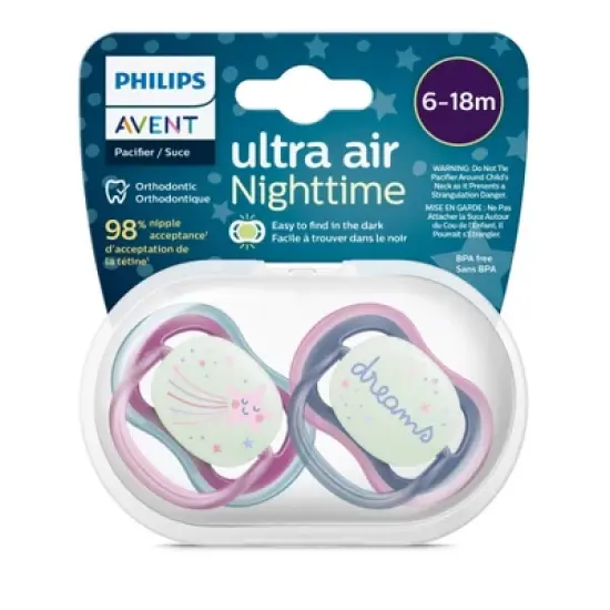 Avent Philips Ultra Air Pacifier 6-18 Months - Falling Star/Dreams Nighttime - 4pk image {2}