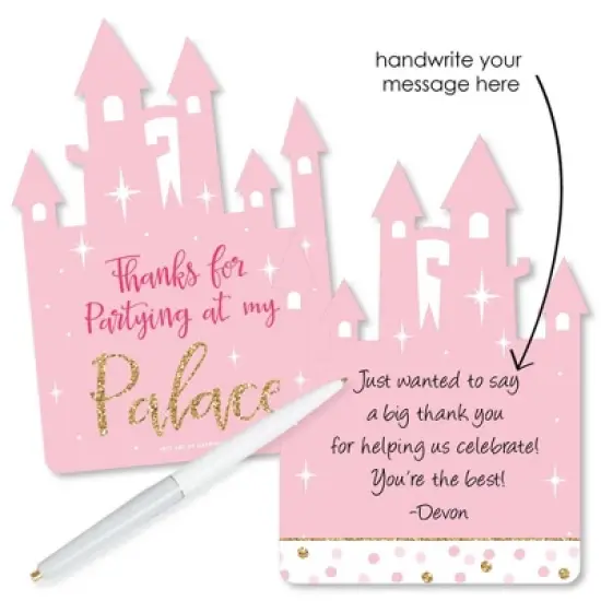Big Dot of Happiness Little Princess Crown - Shaped Thank You Cards - Baby Shower or Birthday Party Thank You Note Cards with Envelopes - Set of 12 image {1}