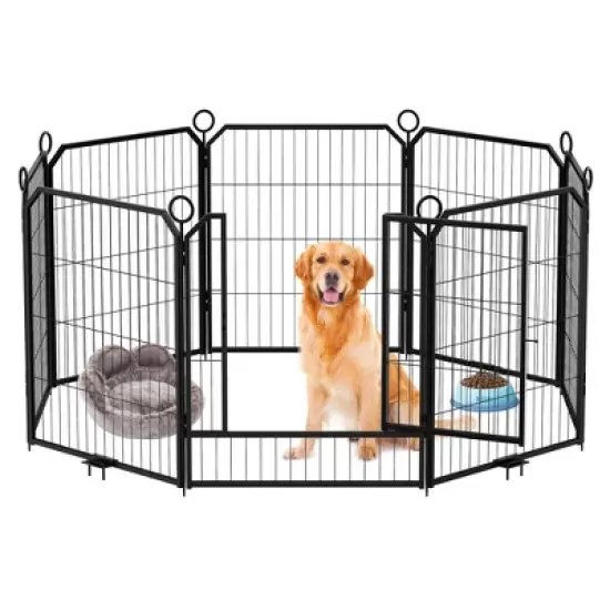 Dog Playpen for Yard, 24/32/40 Inch Metal Dog Fence 8/12/16 Panels for Large/Medium/Small Dogs Indoor & Outdoor image {12}