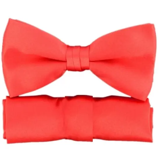 New Men's Solid Pre Tied Bow Tie and Hanky Set image {24}