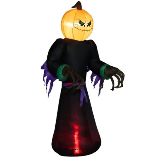 Whisen Halloween Inflatable Outdoor Decoration Reaper Ghost Pumpkin, Blow Up LED Yard Decor - Black image {8}