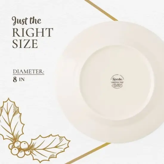 Portmeirion Christmas Tree Polka Dot Dessert Plate (Set of 4) - Festive 8" Stoneware Plates - Microwave, Dishwasher, Freezer Safe Party Dishes image {6}