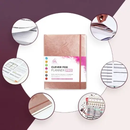 Undated Planner PRO Weekly 8.5"x11" Rose Gold - Clever Fox image {1}