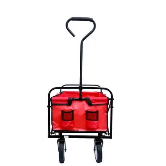 DOMETOUR Folding Wagon Garden Shopping Beach Cart (Red) image {13}