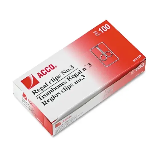 Acco Metal Regal Clips #3 Silver 100/Box 72130 image {2}
