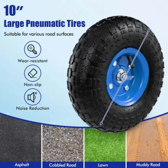 Costway Garden Cart Patio Wagon Roll Work Seat with Tray Basket Extendable Handle Blue/Red/Green image {8}