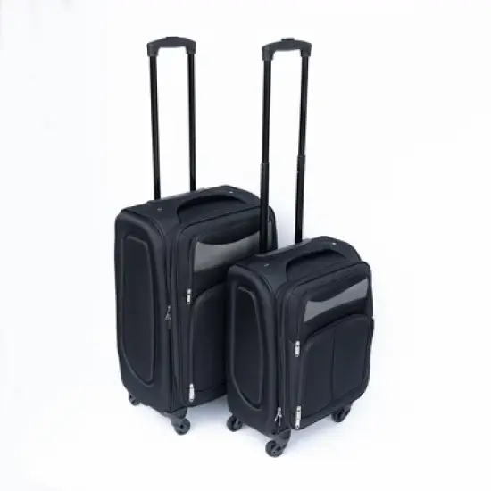 Gulches (20+24) Two-piece suitcase suitcase set Oxford trolley case without password lock universal wheel BLACK image {8}