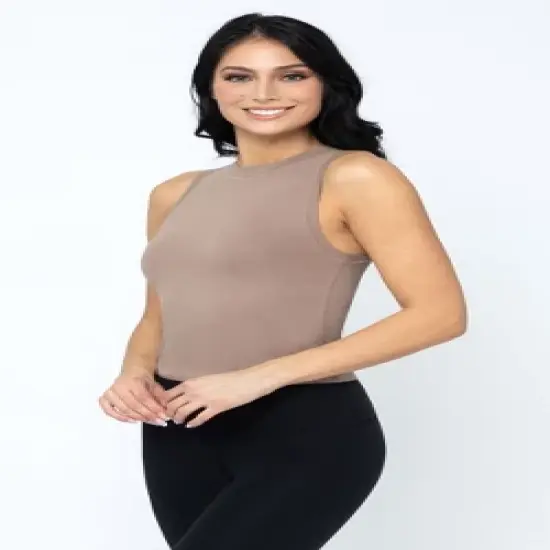 Yogalicious Jersey Fitted Mock Neck Tank Top image {10}