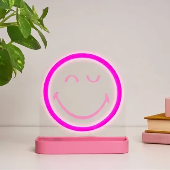 Yoobi SmileyWorld LED Desk Tray Smiley Pink image {1}