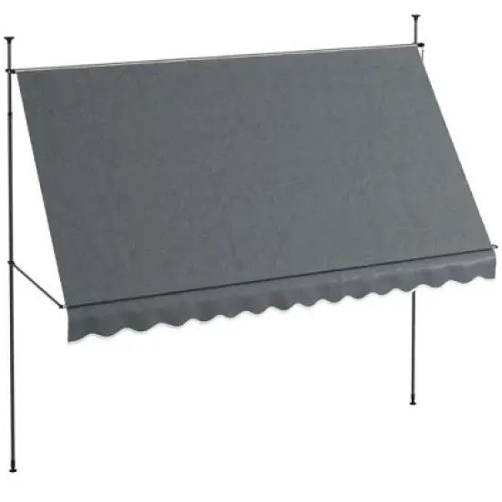 Resenkos Patio Awning, Outdoor Sun Shade Shelter Cover Awnings,11.5' x 4' Manual Retractable Awning, Non-Screw Patio Awning, UV Resistant, Dark Gray image {7}