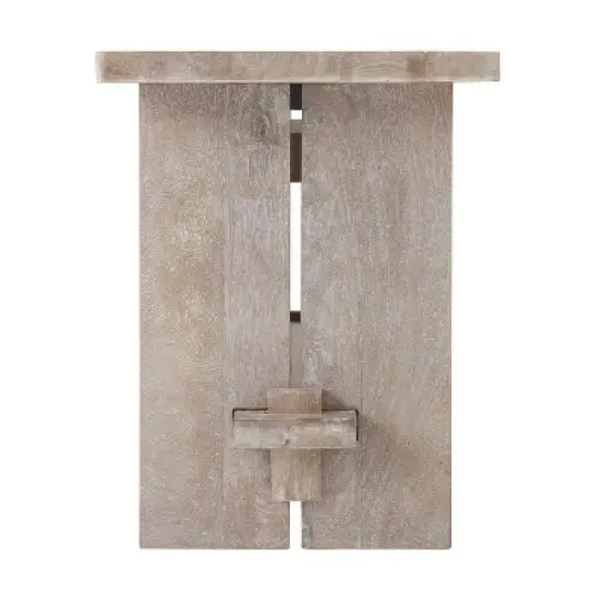 40" Castleton Mango Wood Bench and Coat Hook with Shelf Driftwood - Alaterre Furniture image {5}