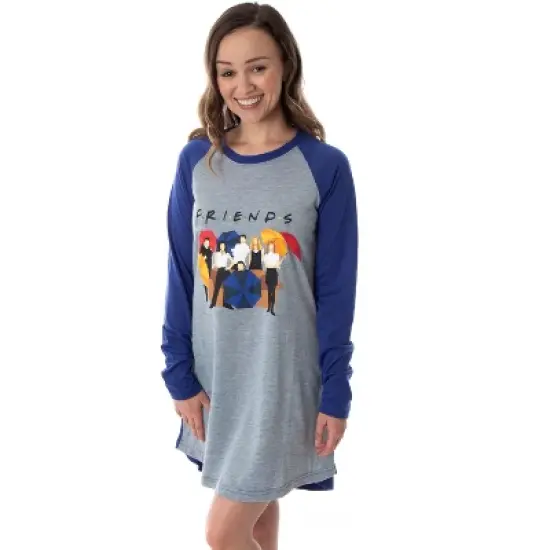 Friends TV Show Juniors' Minimalist Character Raglan Sleep Shirt Nightgown Minimal Cast Art image {5}