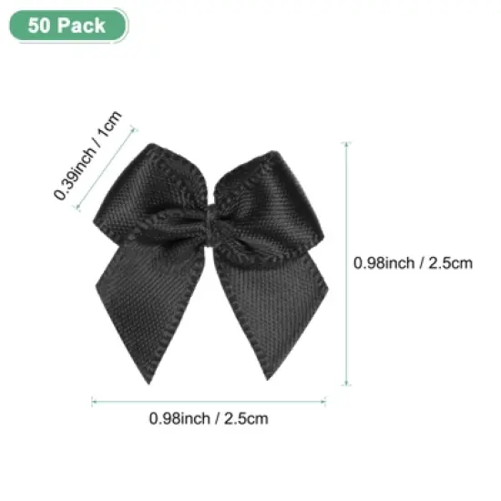 Unique Bargains Polyester Craft Satin Decorative Ribbon Bow 1x1 Inch 50 Pcs image {2}