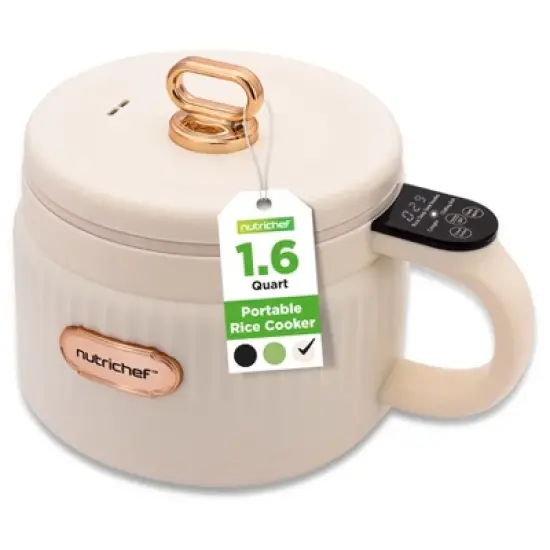 NutriChef 1.6L Multi-Functional Portable Electric Rice Cooker - White, with Ceramic Coating image {8}