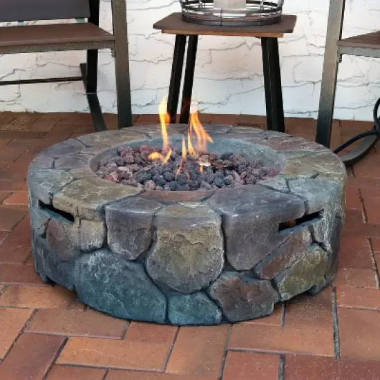 Sunnydaze Outdoor Cast Stone Propane Gas Fire Pit Heater Kit with Lava Rocks - 30" Diameter image {1}
