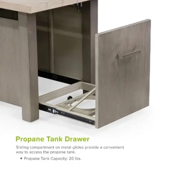 Greemotion 71" Bordeaux Wood Textured Metal Top Dining Fire Pit Table with Ice Chest Insert Brown: Contemporary Outdoor Furniture, Aluminum Frame image {4}