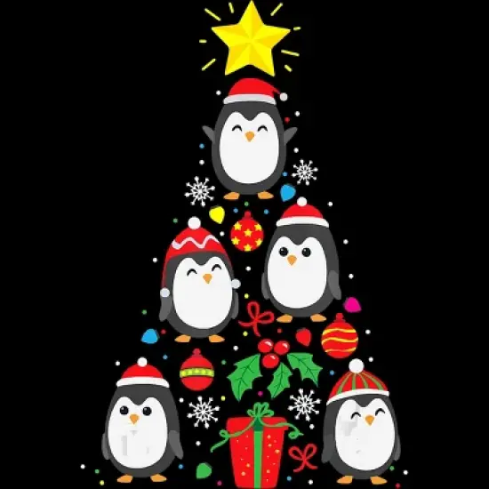Men's Design By Humans Penguin Christmas Tree By NekoShop Tank Top image {1}
