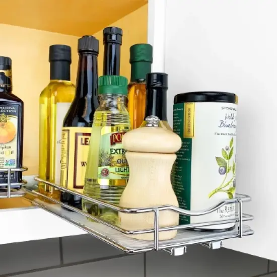 Lynk Professional Slide Out Spice Rack Upper Cabinet Organizer - 6" Wide: Chrome-Plated Kitchen Storage, Pull Out System image {4}