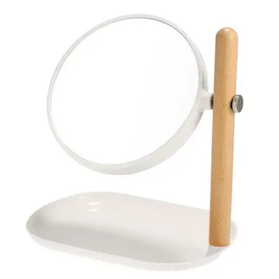 Unique Bargains Home Vanity Rotatable 1X/3X  Magnifying Cosmetic Mirror with Storage Tray image {6}
