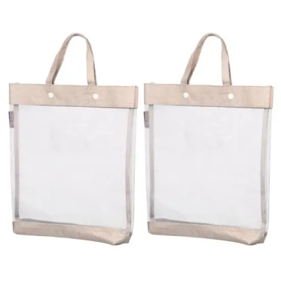 Unique Bargains Office Business Nylon Mesh Transparent Files Handbag image {6}