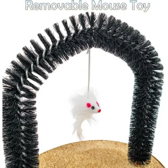 5 Star Super Deals Perfect Cat Self Grooming Arch Post with Mouse Toy, Bristles, Scratch Pad and Catnip - For Brushing, and Massage & Stress Relief. image {7}