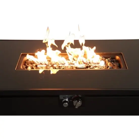 43 inch Smoked Glass Metal Rectangle Fire Pit (Black) image {3}