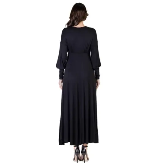 V-Neck Long Sleeve Maxi Womens Dress image {2}