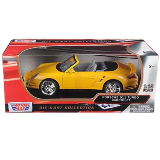 Porsche 911 (997) Turbo Convertible Yellow 1/18 Diecast Car Model by Motormax image {2}