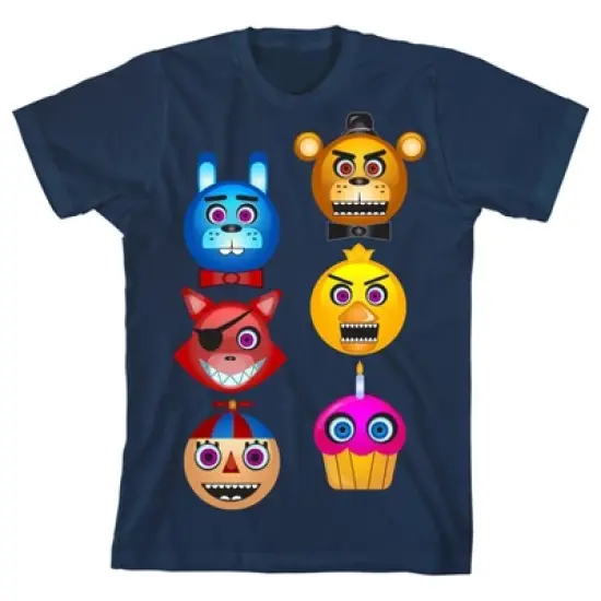 Five Nights At Freddy's Animatronic Character Heads Boy's Navy T-shirt image {6}