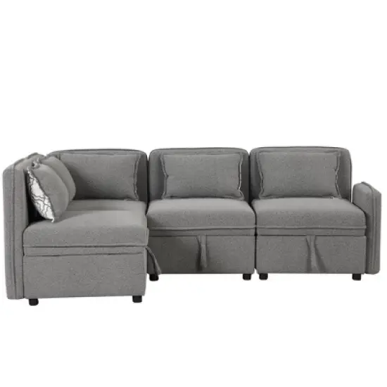 122.8" Minimalist Convertible Modular Sofa, Upholstered Sectional Sofa Couch with 5 Pillows-ModernLuxe image {10}