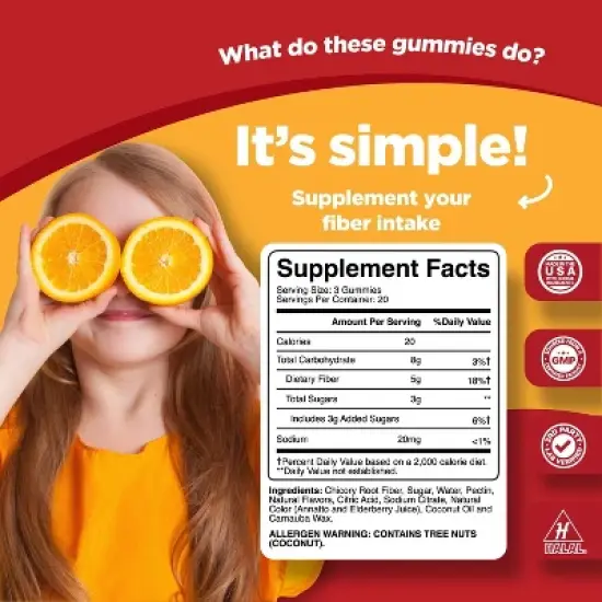 Kids Fiber Gummies, Vitamins for Kids Constipation Relief, Immune Support & Digestive Support, Orange & Mixed Berry Flavors, Phytoral, 60ct image {2}
