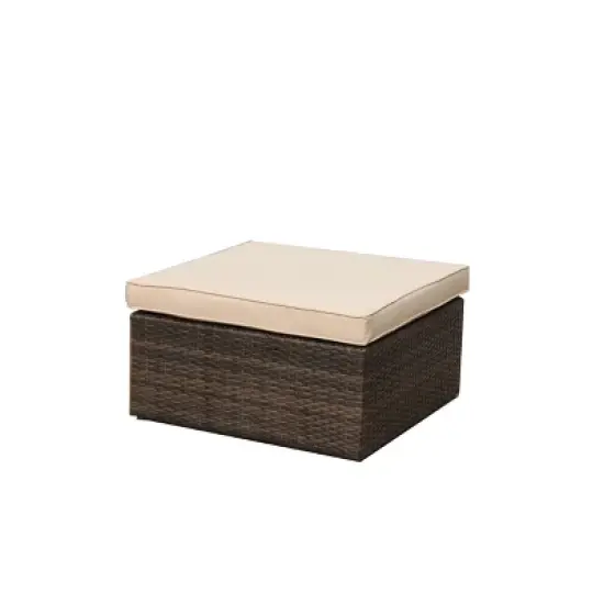 5pc Wicker Patio Sectional Seating Set with Shallow Cushions - Brown - GODEER image {8}