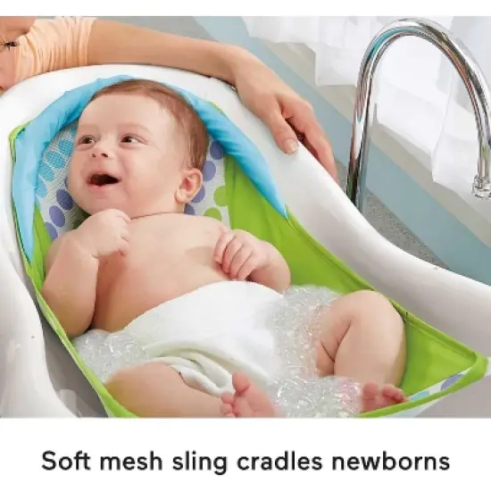 Fisher-Price Baby to Toddler Bath 4-in-1 Sling &lsquo;n Seat Tub with Removable Infant Support and 2 Toys, Green image {2}