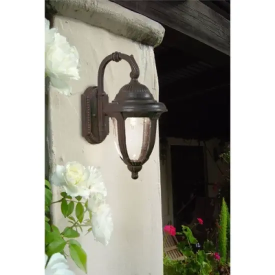 John Timberland Casa Sierra Rustic Vintage Outdoor Wall Light Fixture Bronze Downbridge 14 1/2" Clear Seedy Glass for Post Exterior Barn Deck House image {3}