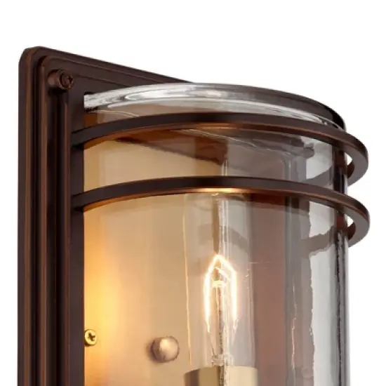 John Timberland Habitat Modern Outdoor Wall Light Fixtures Set of 2 Bronze Brass 11" Clear Glass for Post Exterior Barn Deck House Porch Yard Patio image {2}