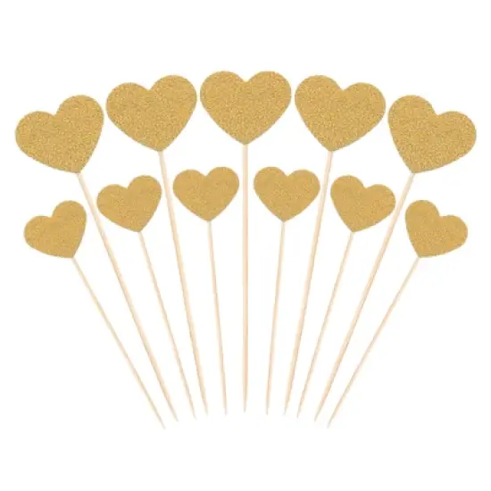 Unique Bargains Wedding Engagement Birthday Decoration Heart Shape Cupcake Toppers Picks 50 Pcs image {10}