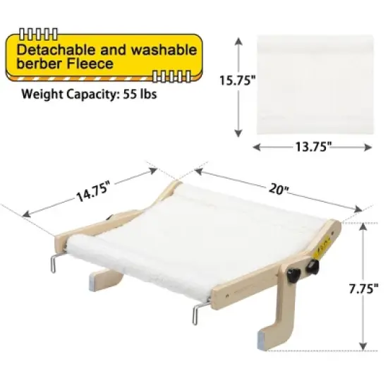 Sandinrayli Cat Window Perch Hammock With Adjustable Bed Seat, White image {4}