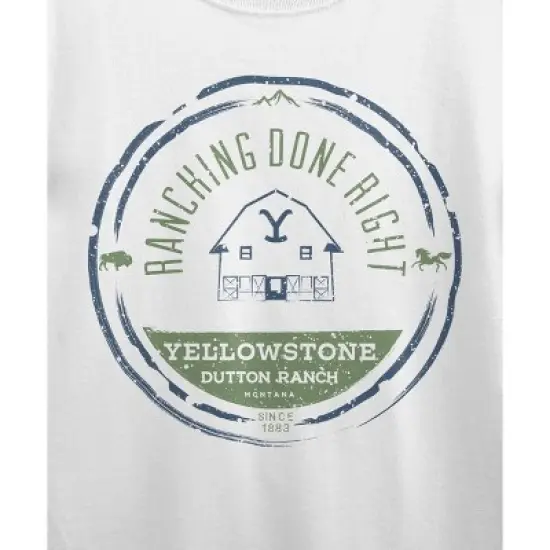 Yellowstone Ranching Done Right Crew Neck Short Sleeve White Women's T-shirt image {1}