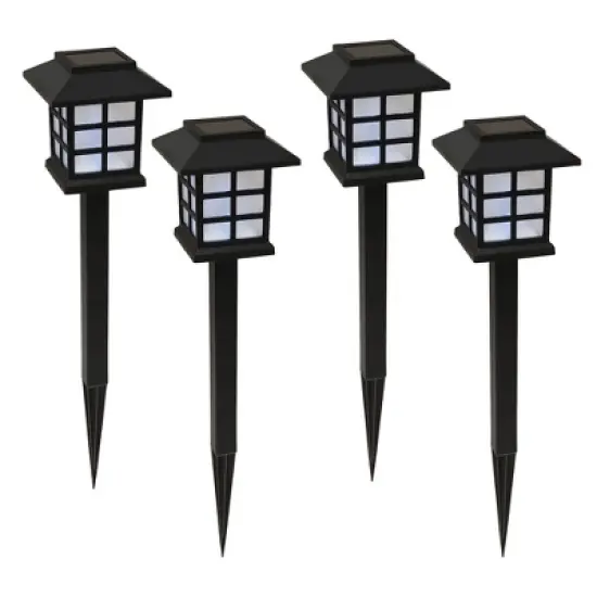 LumaBase Solar-Powered Ground Lights, Black Window - Set of 4 image {5}