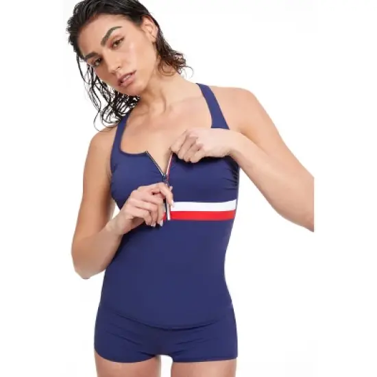 Profile by Gottex Olympic Dream Zip Front Tankini Top image {2}