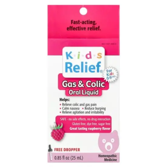 Homeolab USA Kids Relief&reg;, Gas & Colic Oral Liquid, For Kids 0-9 Yrs, Raspberry, 0.85 fl oz (25 ml) image {5}