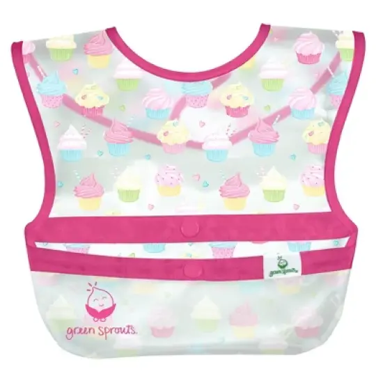 green sprouts Snap & Go Wipe-Off Bibs Cupcakes 9-18 Months Pink - 3pk image {5}