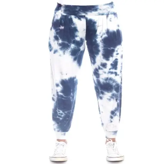 Women's Tie Dye Harem Pants with Pockets - White Mark image {5}