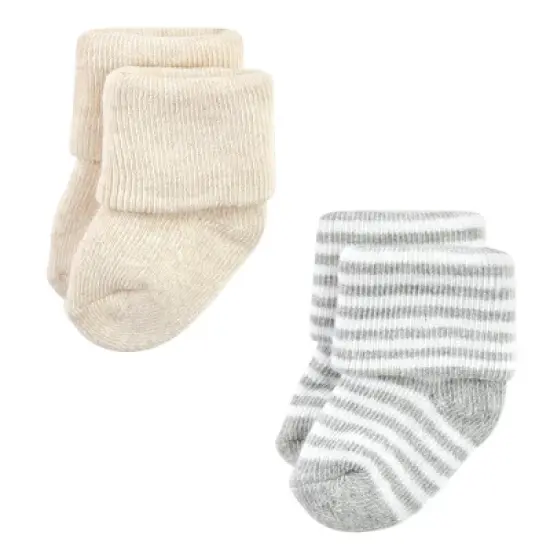 Hudson Baby Infant Boys Cotton Rich Newborn and Terry Socks, Soft Earth Tone Stripes image {4}