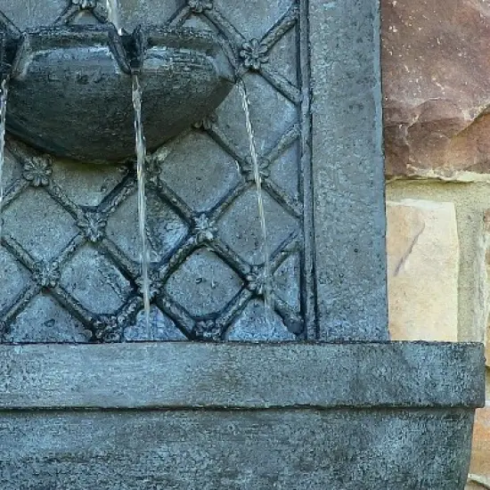 Sunnydaze 31"H Solar-Powered Polystone Rosette Leaf Outdoor Wall-Mount Fountain image {7}